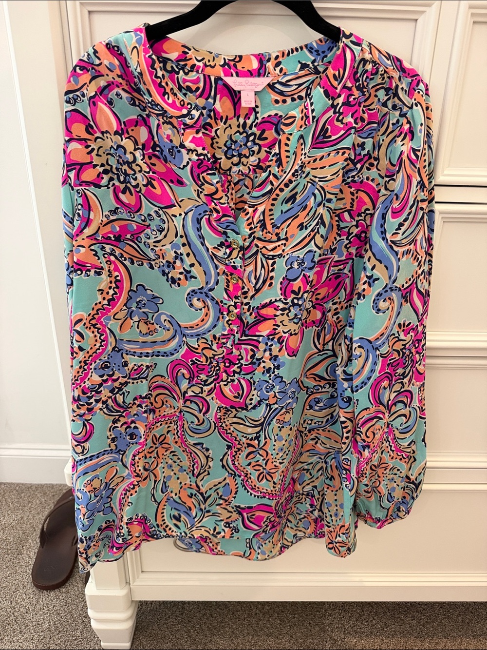 Bright Paisley Print Women's Blouse - Silk Multicolor by Lilly Pulitzer
